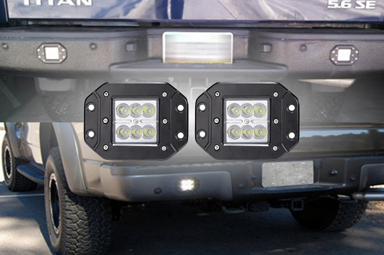18W Flush Mount LED Light Pods Spot Flood Combo Beam Driving Light LED Work Light Backup Light Reverse Light Grill Mount Light for Offroad 4X4 Truck SUV Jeep