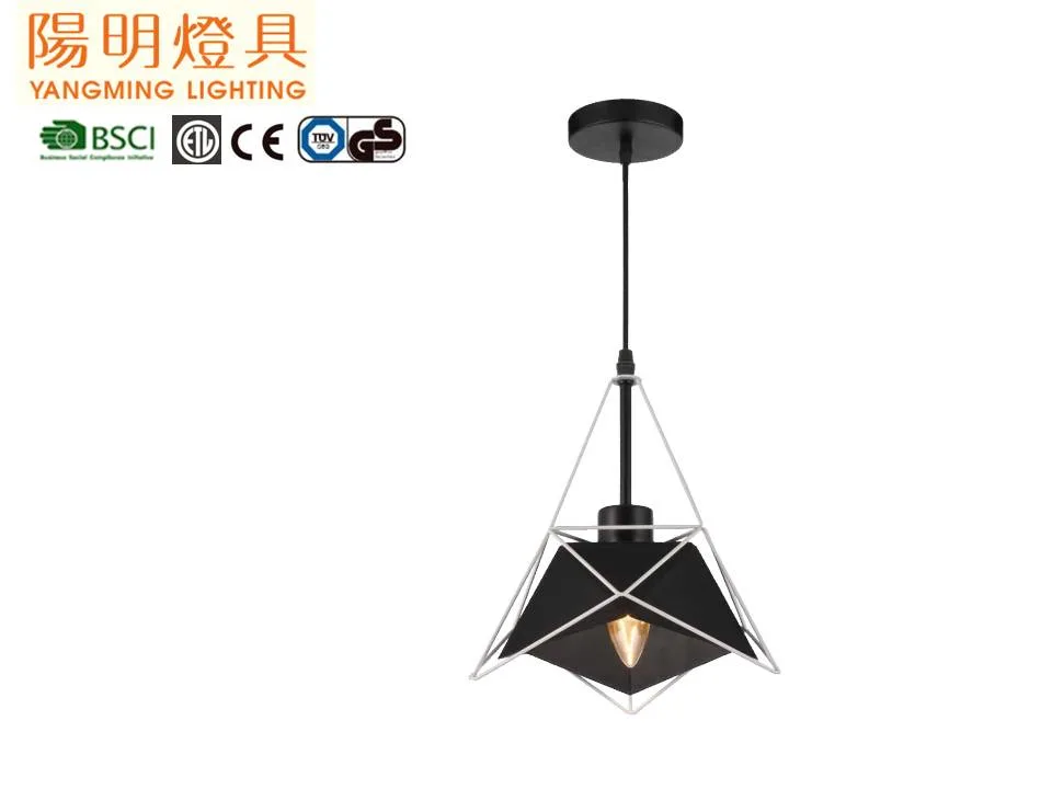Modern Metal Cage Fabric Shade Suspension Light Home Use Decoration Lighting E27 Bulb