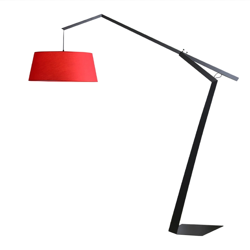 Red Lampshade Adjustable Height Floor Lamp Table Lamp Desk Lamp