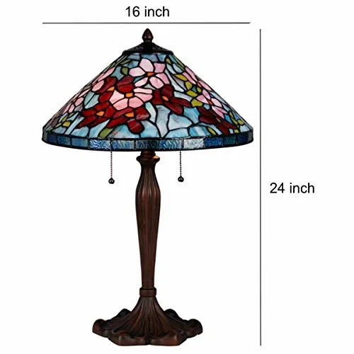 TFT-4230 Tiffany 16 Inch Accent Rose Flower Decorative Antique Lighting Table Lamp