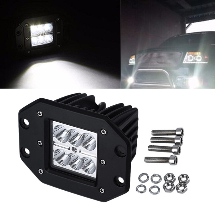 18W Flush Mount LED Light Pods Spot Flood Combo Beam Driving Light LED Work Light Backup Light Reverse Light Grill Mount Light for Offroad 4X4 Truck SUV Jeep