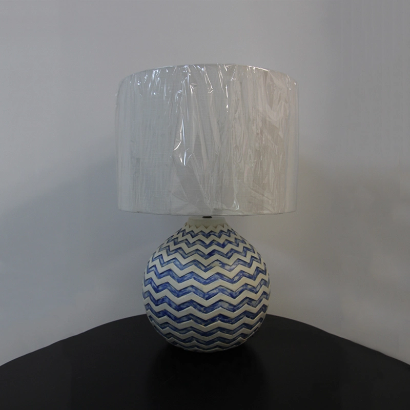 Resin Lamp Body with White Acrylic Fabric Lamp Shade Table Lamp.