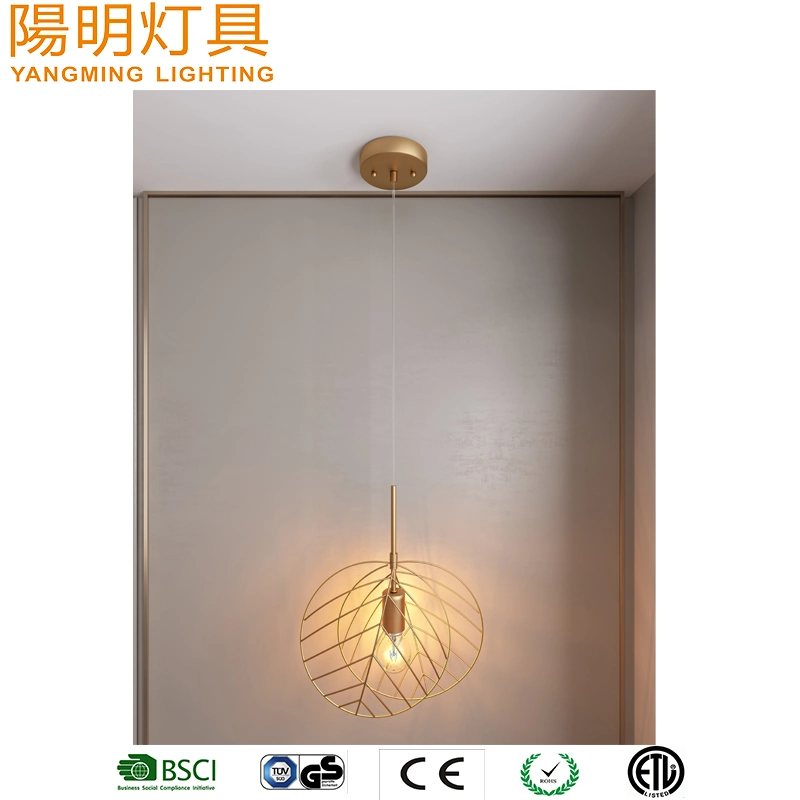 Novel Leaf Design Hanging Lamp Metal Shade in Gold Color