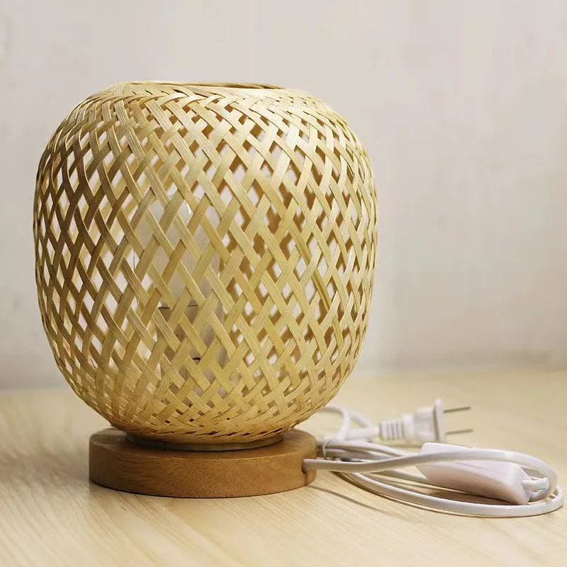 Living Room Bedroom Chinese Style Hand-Woven Wood Art Table Lamps (WH-MTB-92)