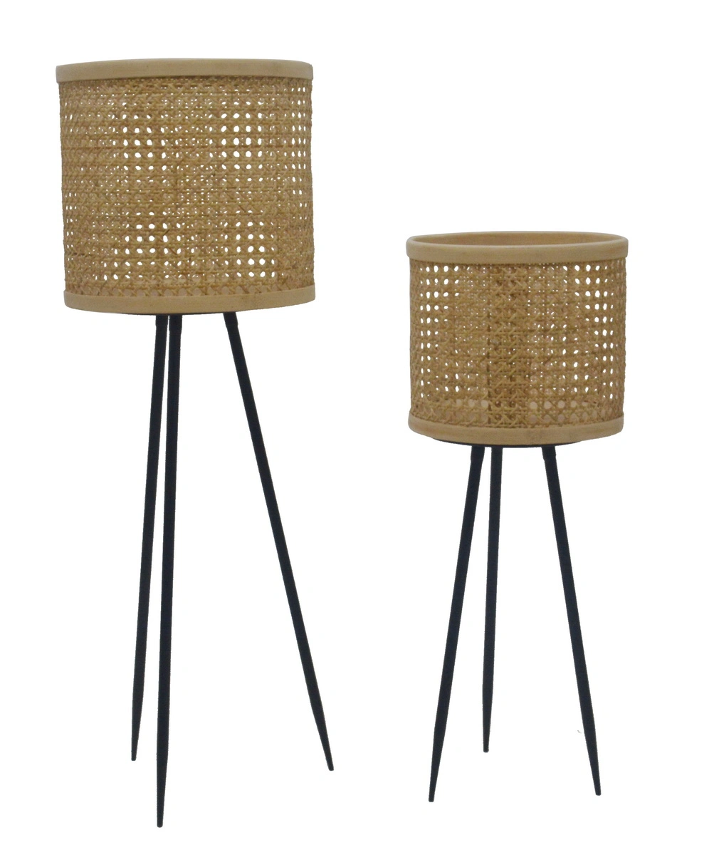Rattan Woven Lampshade with Iron Triangle Foot New Design