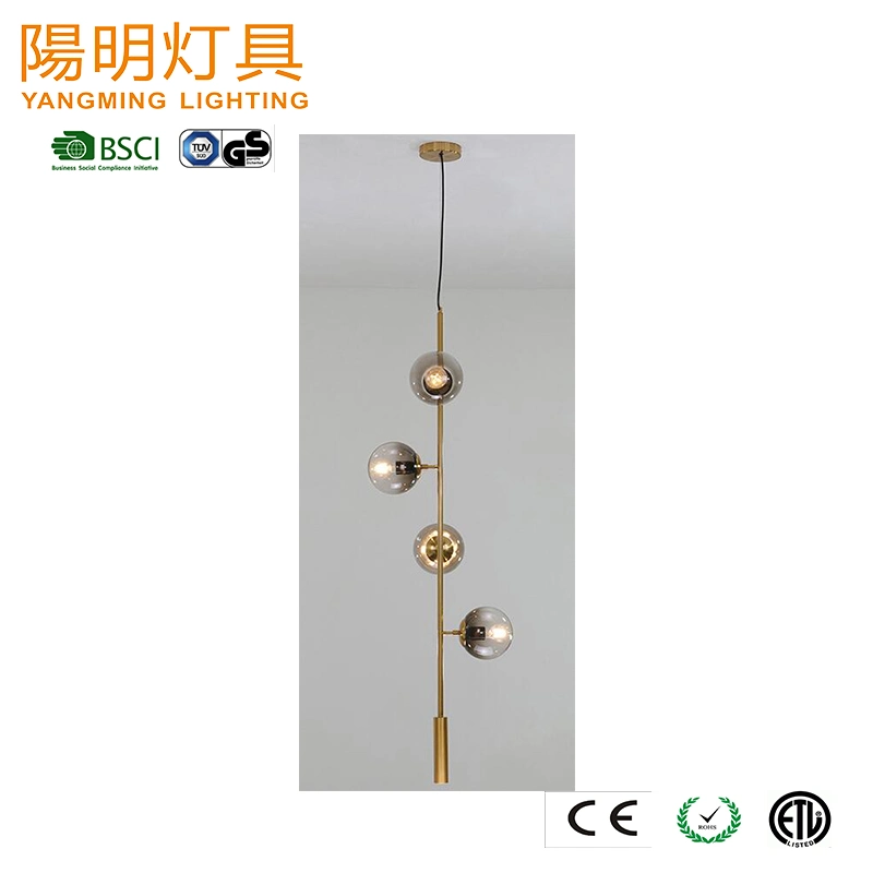 Hotel Decoration Lighting Smoking Glass Shade Hanging Chandelier Pendant Lamp
