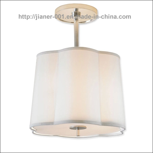 Modern Metal Gold Hanging Pendant Lamp with White Fabric Shade