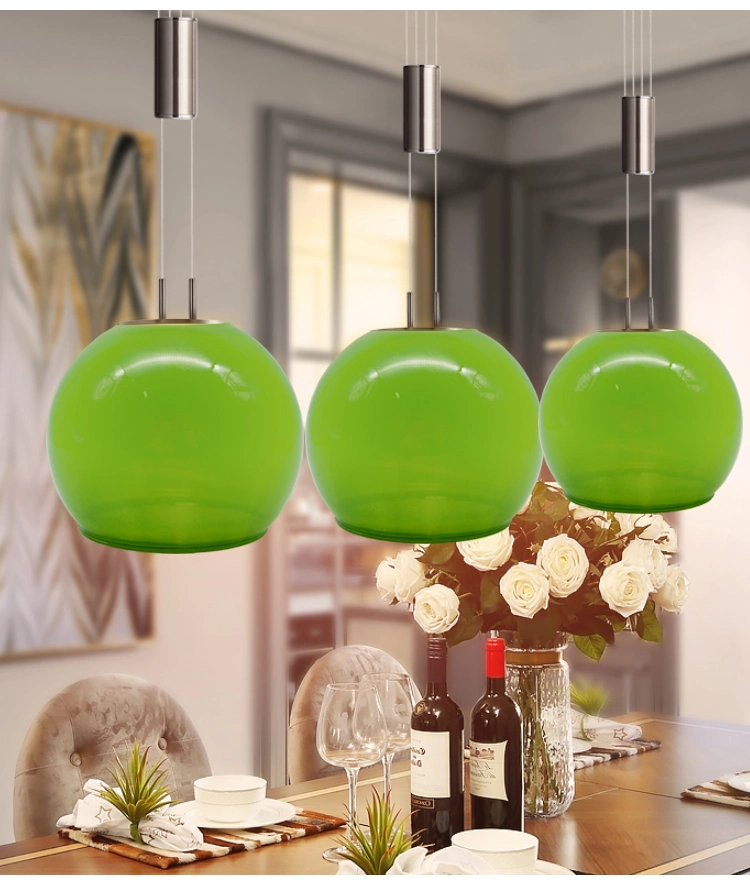 Custom Spherical Shape Blown Glass Lampshade Painted Glass Lampshade