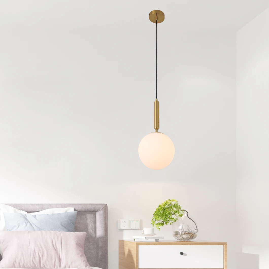 How Bright Industrial E27 White Glass Ball Shade Single Vintage Hanging Pendant Lamp