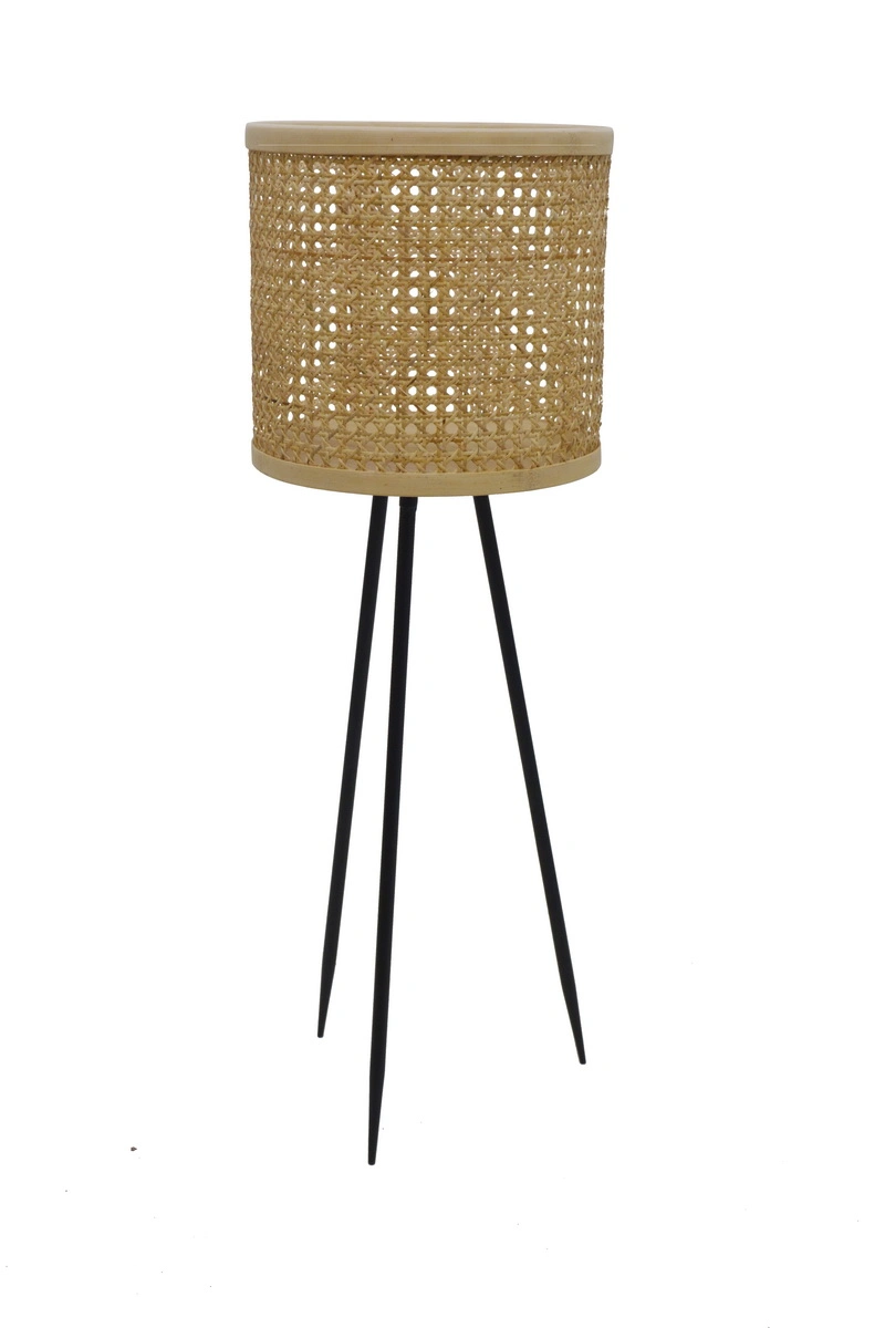 Rattan Weave Lampshade with Iron Triangle Stand