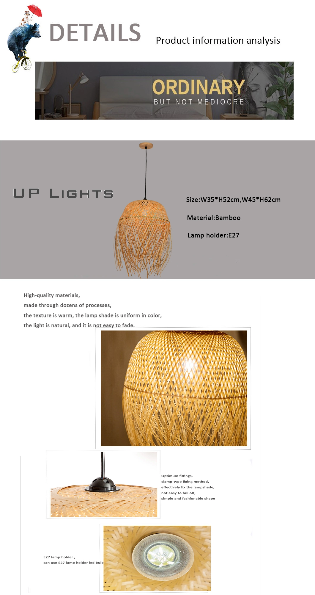 Indonesia Rattan Sea Grass Lamp Shade Bamboo Cage Wicker Weaving Ceiling Chandelier Pendant Lighting From Zhongshan Factory