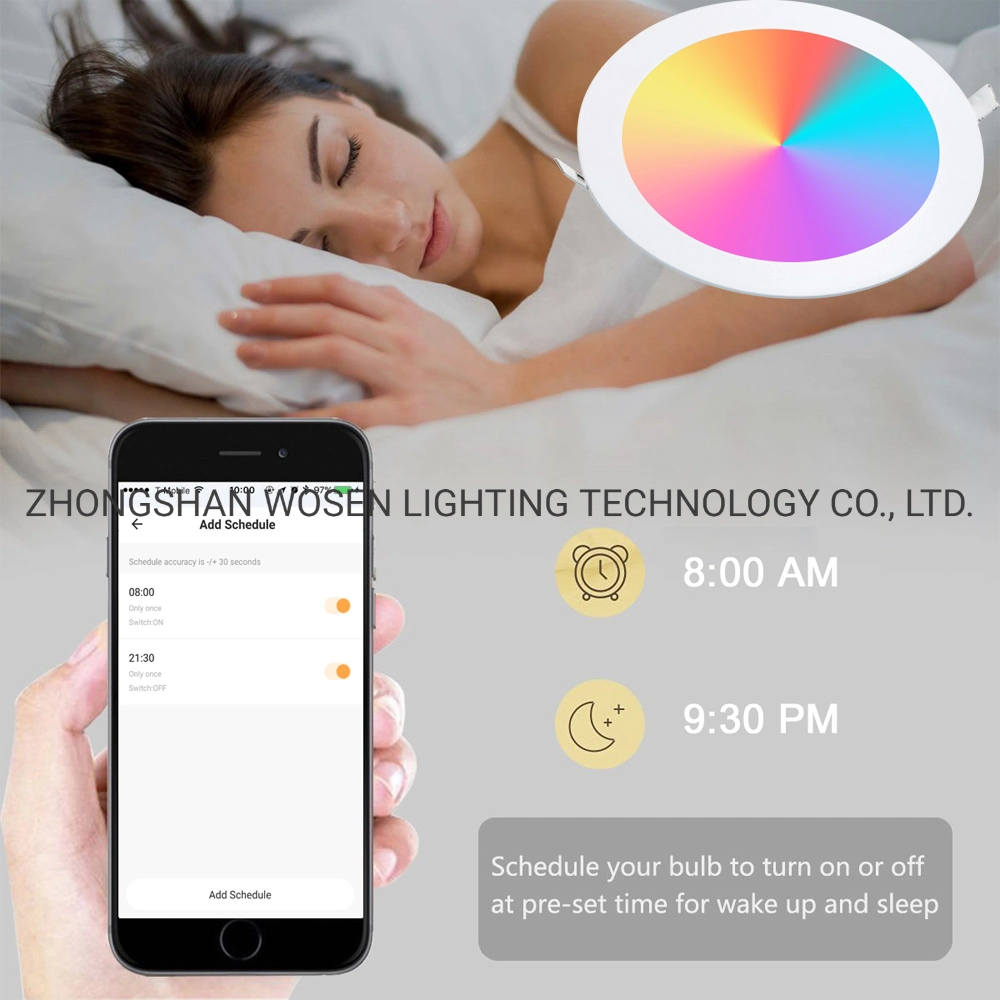 Smart LED Flush Mount Ceiling Light + RGB WiFi Works with Alexa Google Home 24W