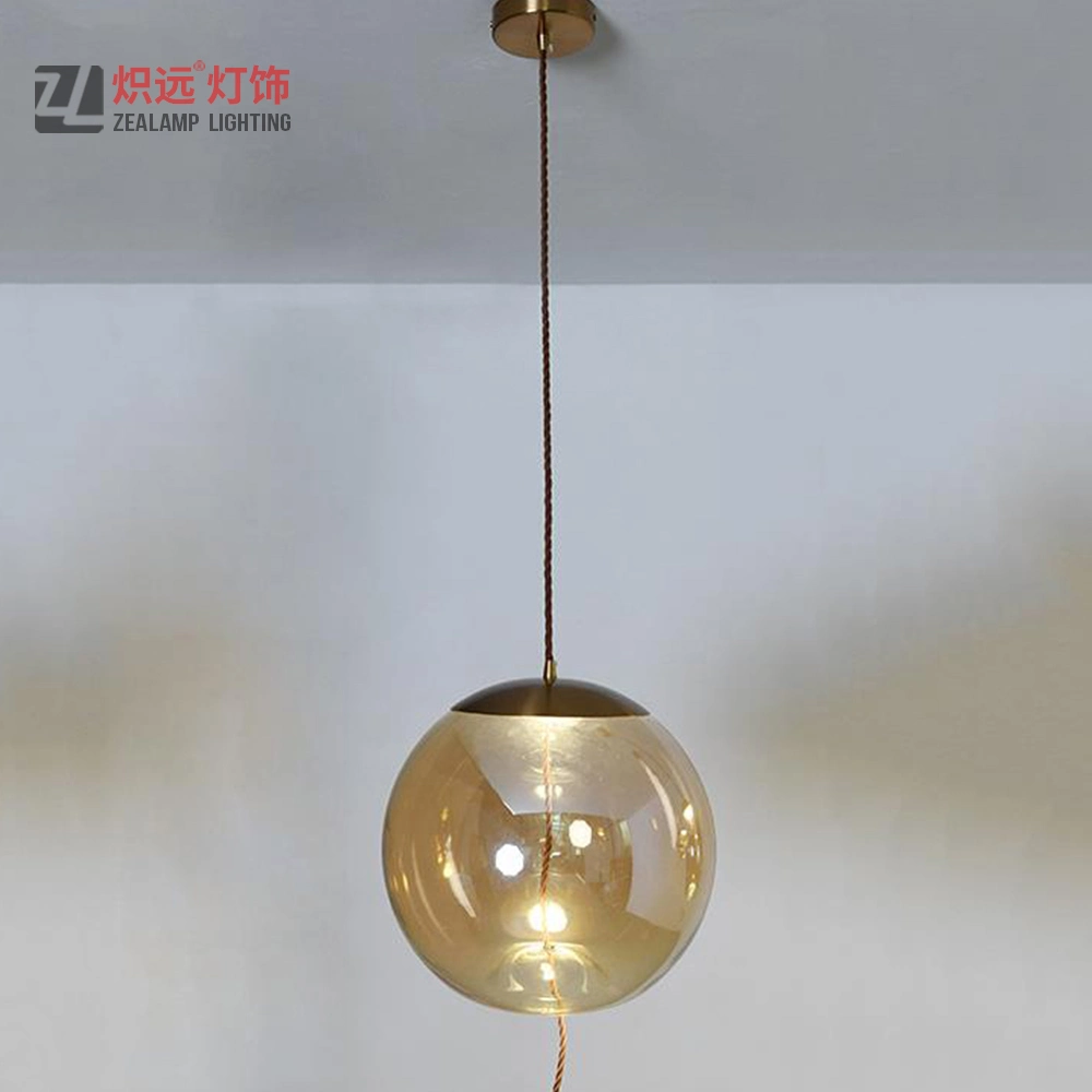 Modern Ballroom Single Glass Ball Hanging Pendant Light