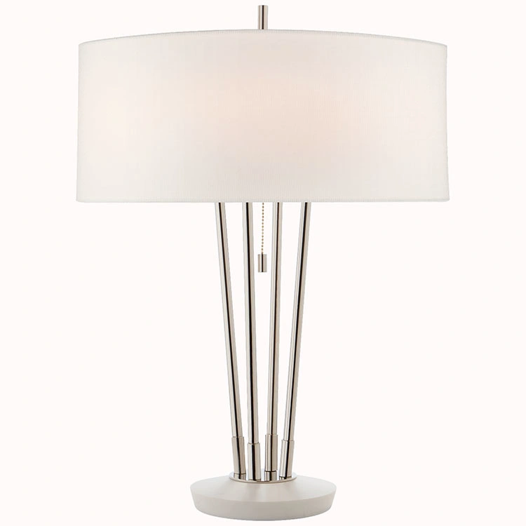 Hotel Modern Decorative Brass Table Light Lamp with off-White Fabric Shade