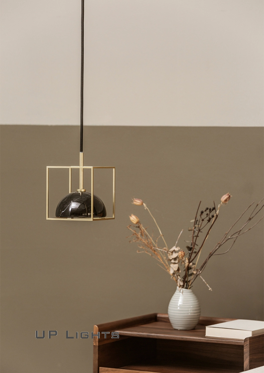 New Design Lobby Gold Copper Green Marble Pattern Ball Ceiling Chandelier Light Pendant Lamp