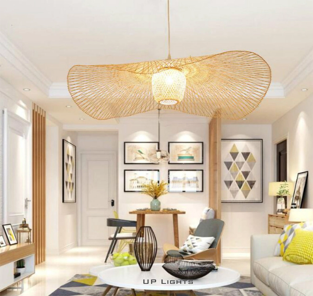 Chinese Bamboo Pendant Light Weaving Wicker Rattan Shade E27 Pendant Lamps for Living Room Bedroom Dining Home Decor Indoor