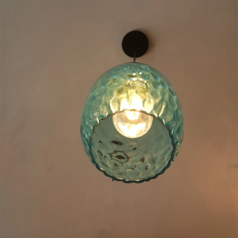 Loft Pendant Lamp Blue Blown Glass Lamp Shade
