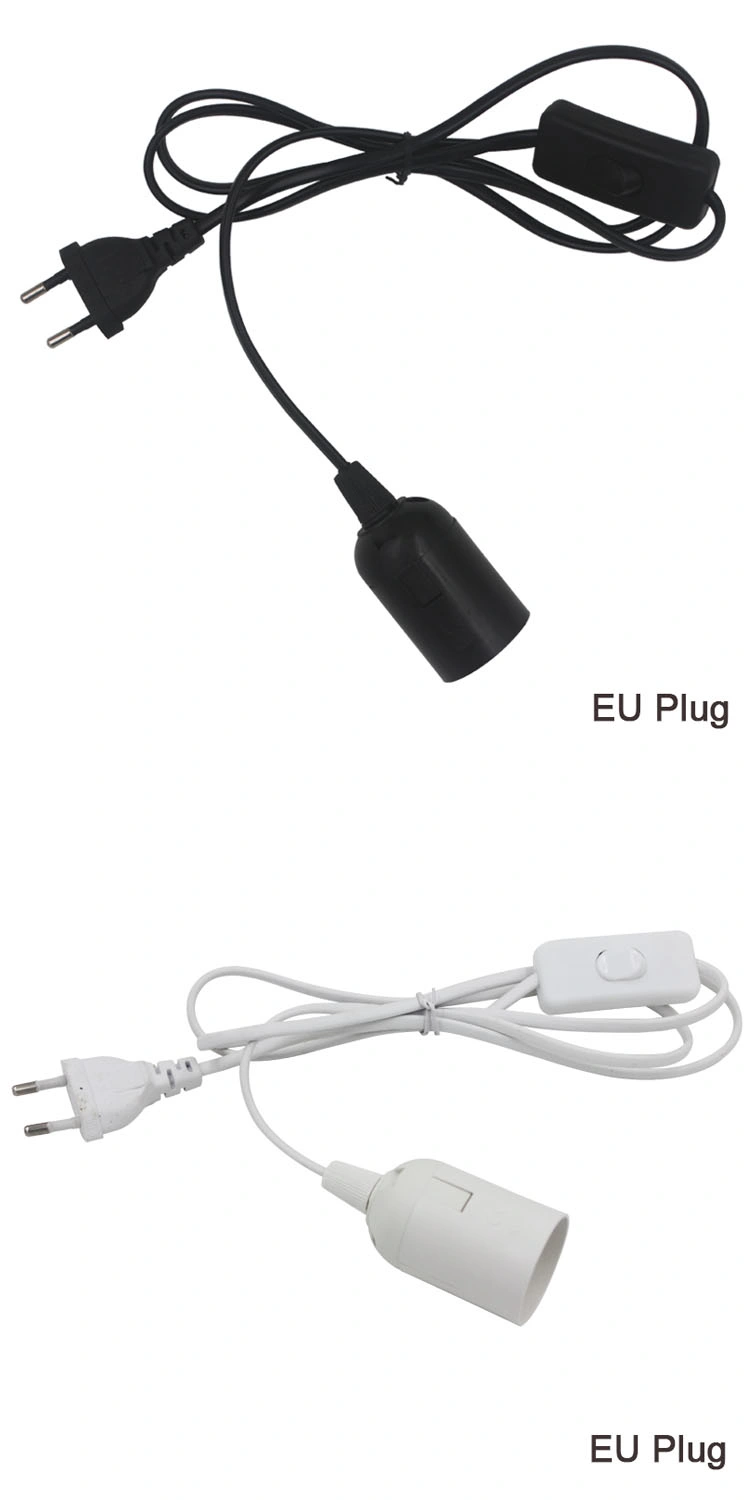 1.8m Power Cord E27 Lamp Bases EU Plug with Switch Cord for LED Pendant Bulb, E27 Pendant Lamp Holder