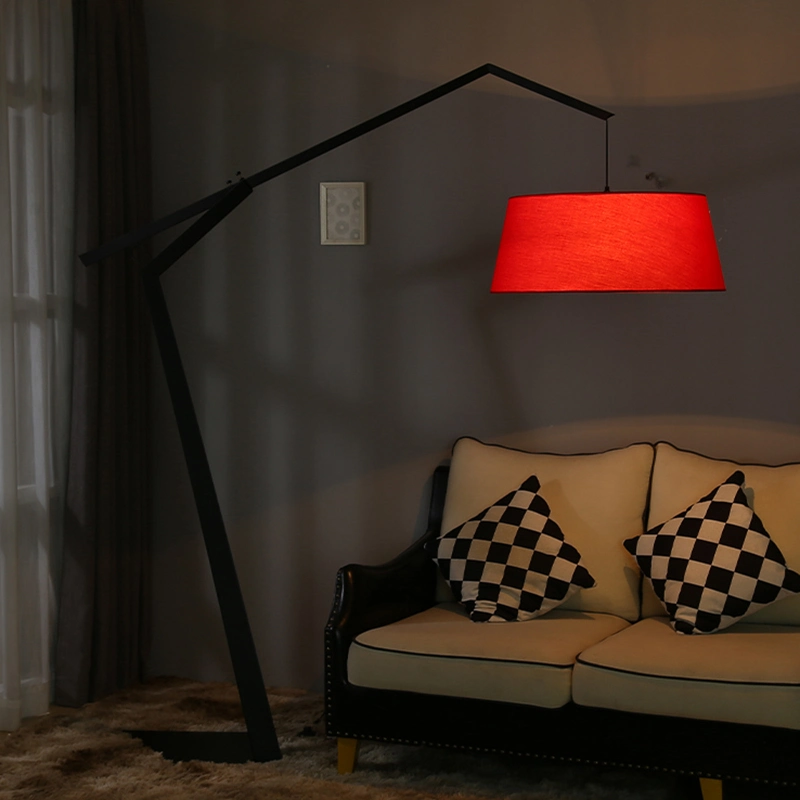 Red Lampshade Adjustable Height Floor Lamp Table Lamp Desk Lamp