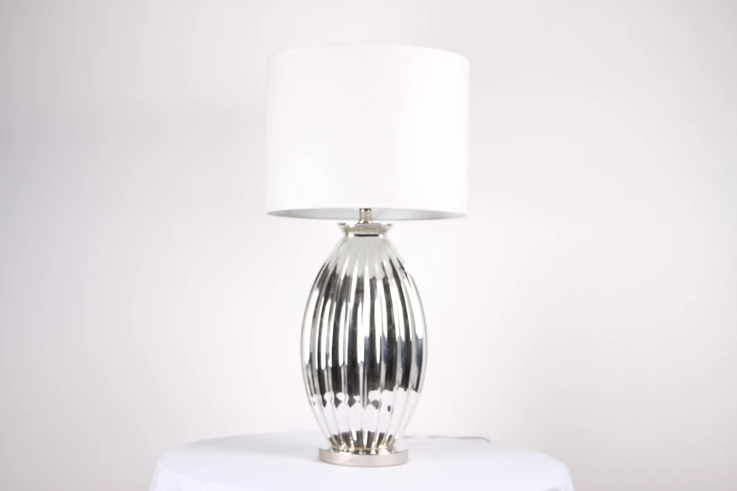 Ceramic Lamp Body and Stain Nickel Metal Lamp Base Table Lamp.