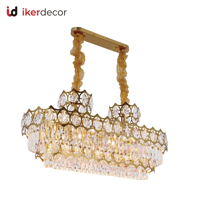 Hotel Lobby Wedding Fancy Luxury Large Big K9 Crystal Glass Golden Copper LED Pendant Light Chandelier