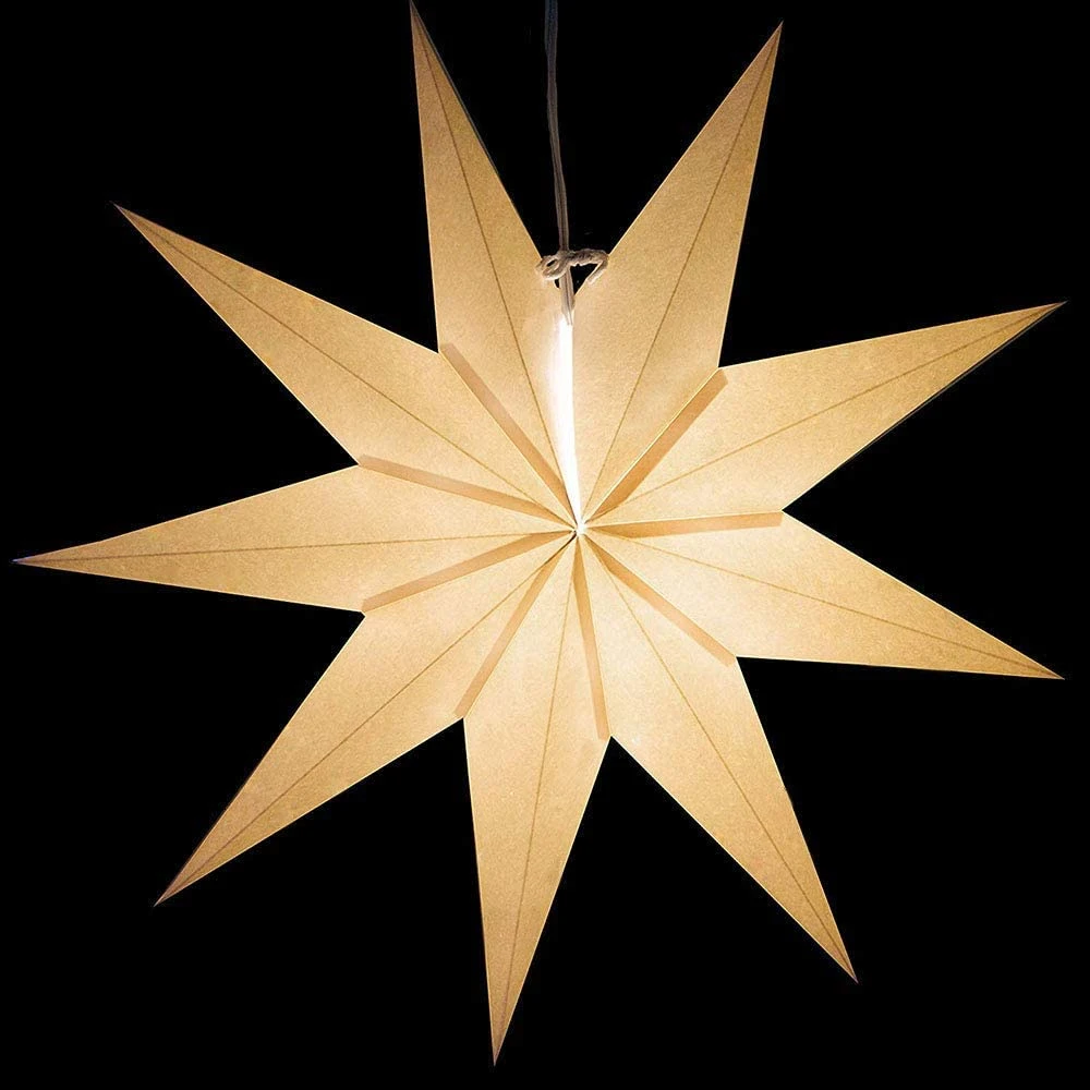 Paper Star Lantern Lampshade 3D Pentagram Lampshade Hanging Christmas Tree Pendant for Xmas Wedding Birthday Party Home Decor