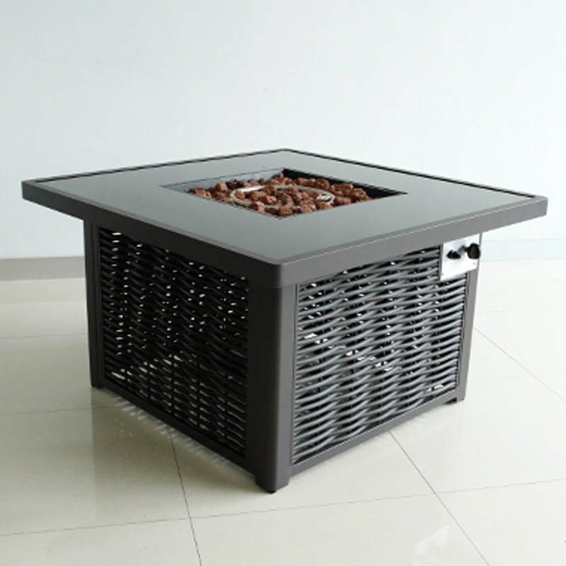 Multifunctional BBQ Grilling Table Aluminum Rattan Fire Pit Garden Furniture Outdoor