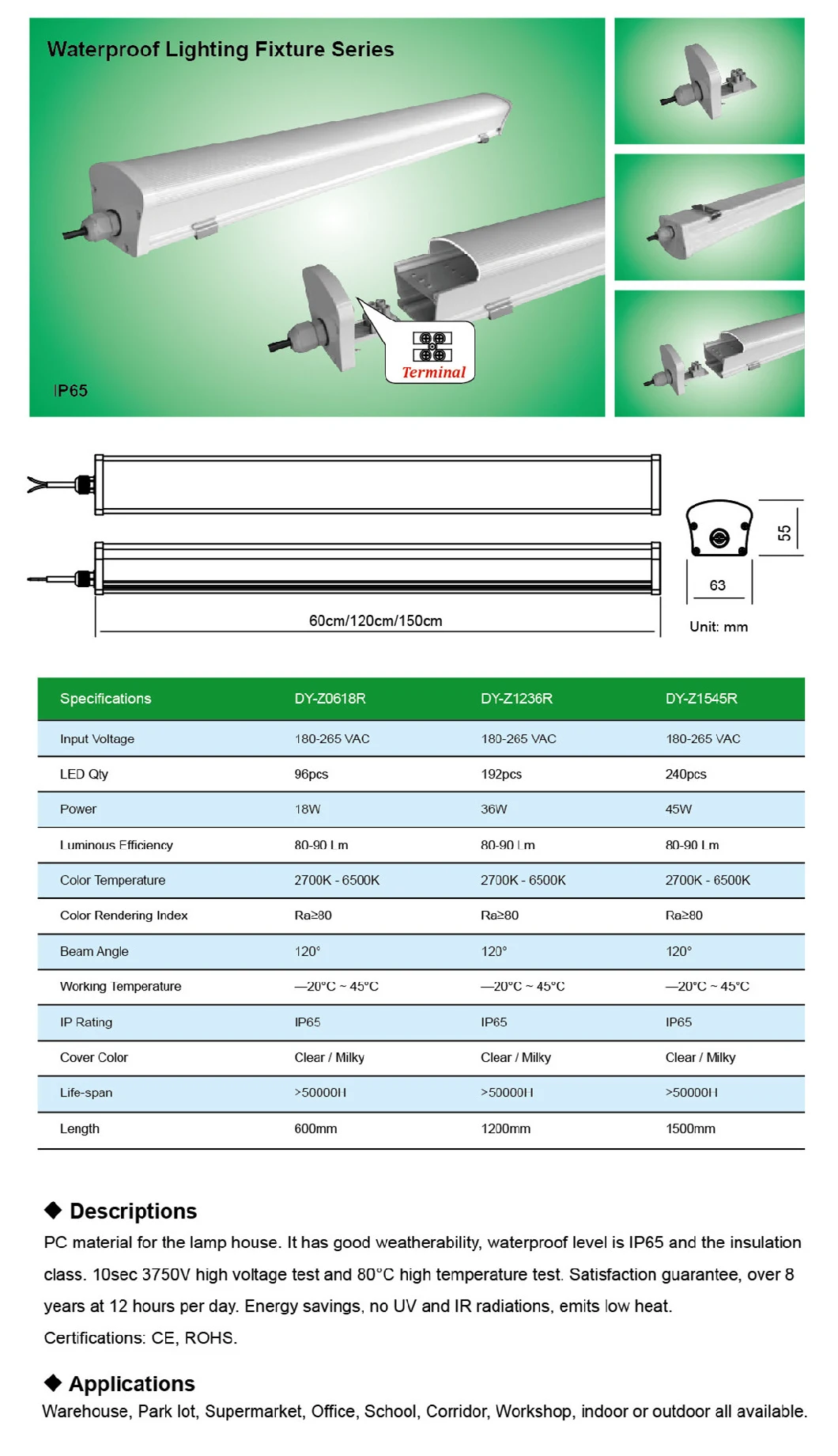 36W LED Aluminium Light Tube Light Connectable Triproof Light Waterproof Lighting Fixtures LED Lighting