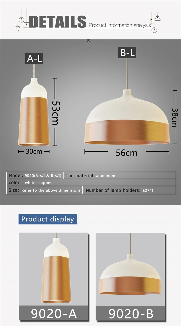 Wholesale Cheaper Aluminium Material White Copper Color Pendant Lighting