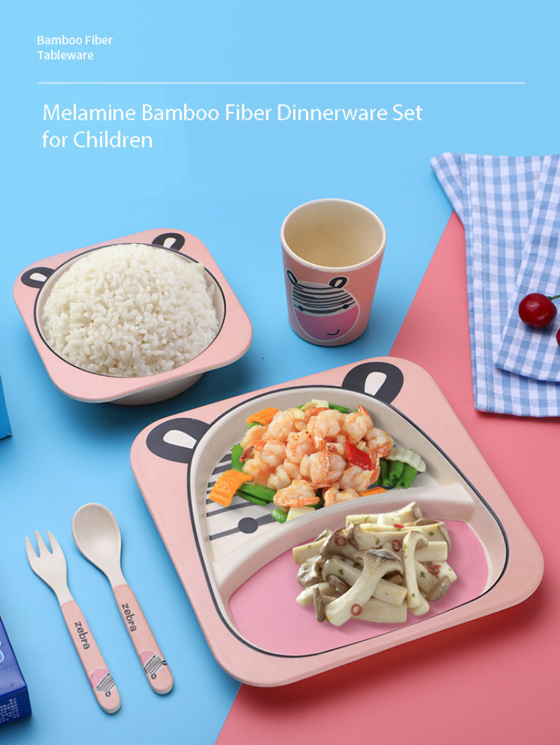 Wholesale Bamboo Fiber Dinnerware Sets Baby Tableware Sets Melamine Plate Set Kids Tableware
