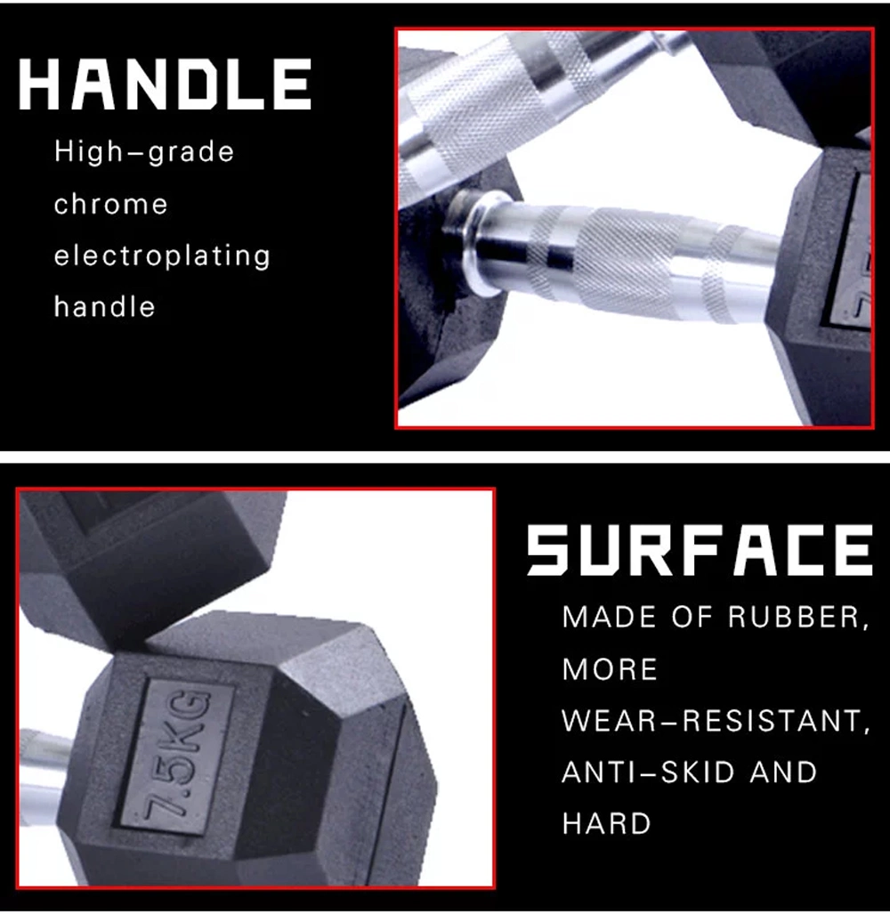 Low Price Competitive Price Black Rubber Hex Dumbbell