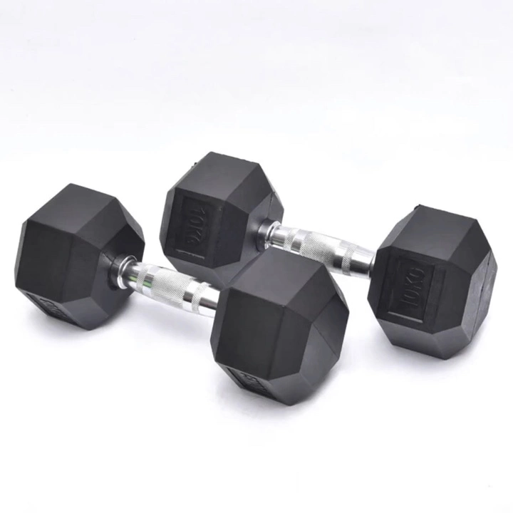 Wholesale Competitive Price Black Rubber Hex Dumbbell