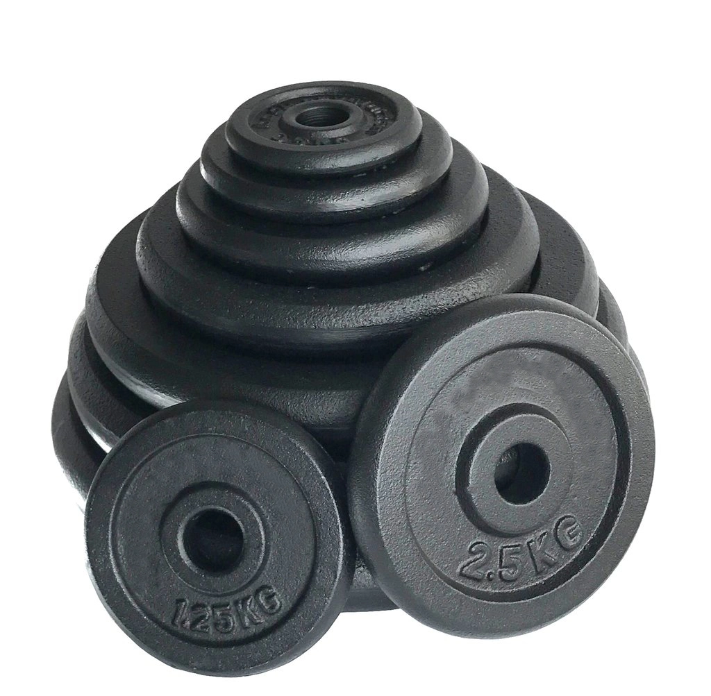 OEM Logo 2.5kg 10kg 30kg 35 Lbs Ductile Gray Cast Iron Black Body Building Weight Plates for Home Gym Fitness Equipment Dumbbell Set