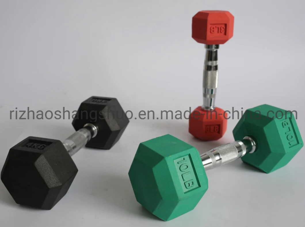 Colour Rubber Coated Hex Dumbbell