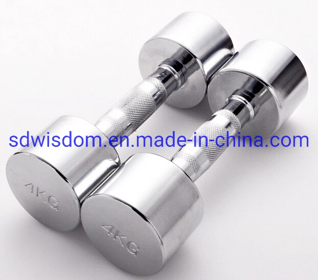 Gym Bodybuilding Fixed Round Stainless Steel Home Used Chrome Dumbbell for Fitness Equipment