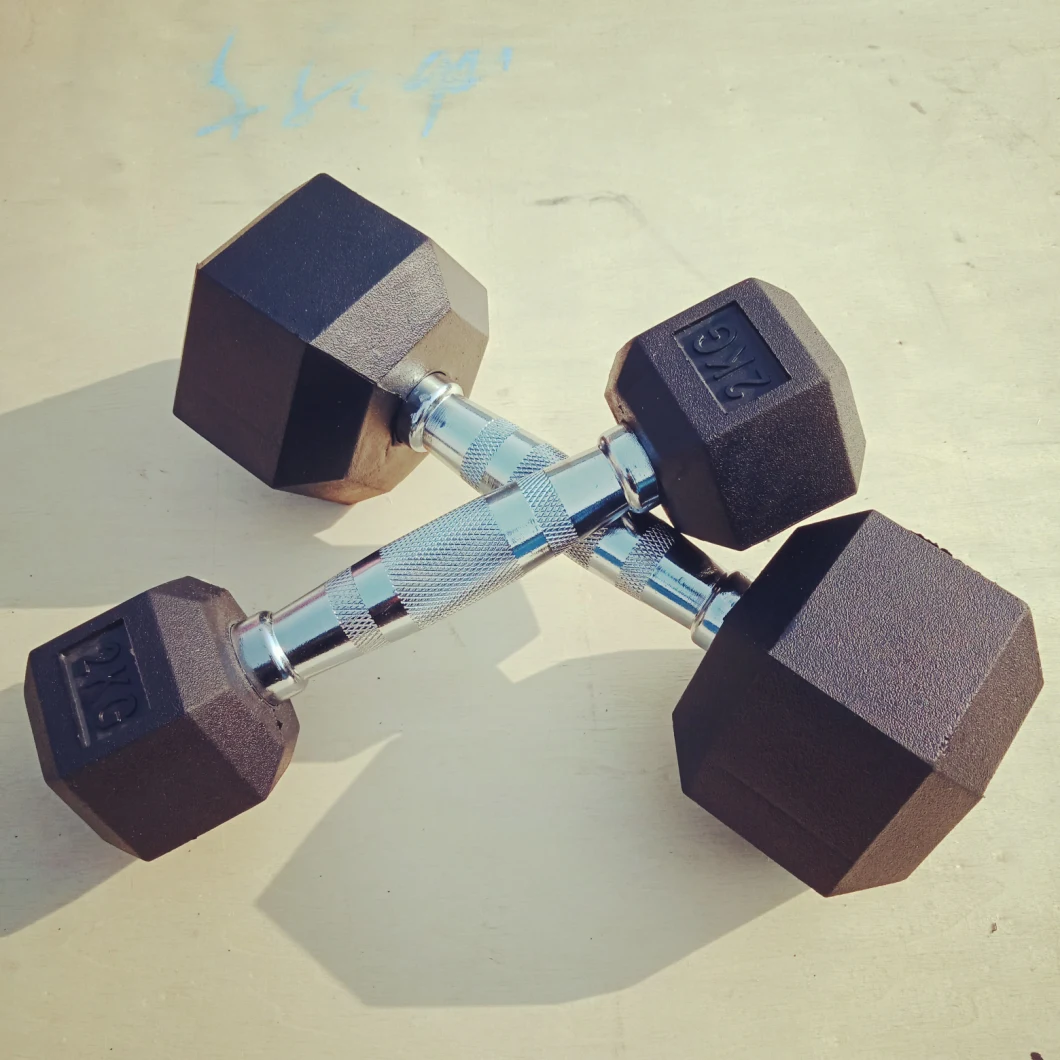 Hot Sale Sports Gym Equipments Rubber Coated Hex Dumbbell Set