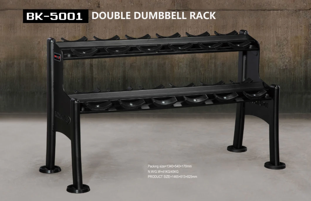 Manufacture Supply Commercial Gym Dumbbell Rack Double Layer Dumbbell Rack Bk-5001