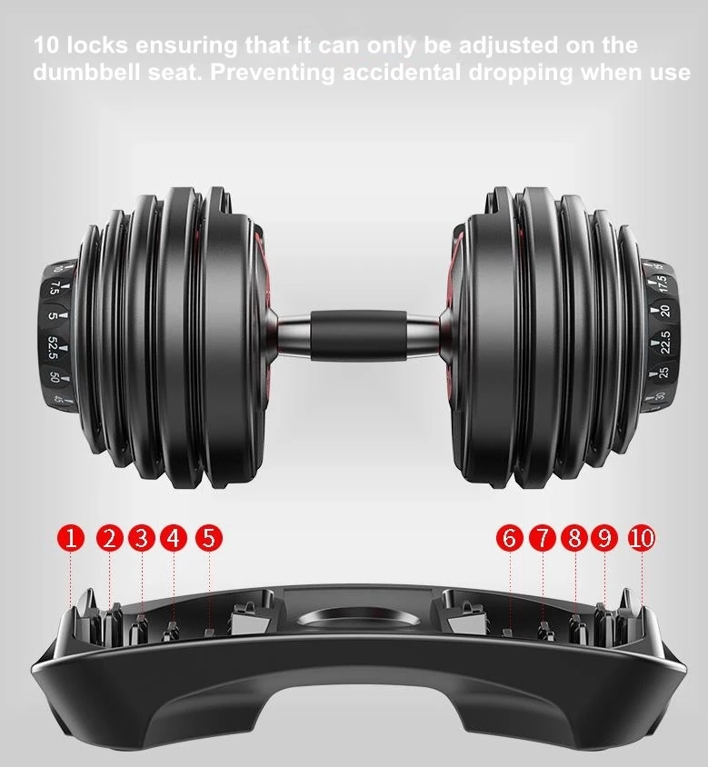 Hot Sale Home Gym Fitness Equipment Dumbbell Rubber Cast Iron Adjustable Dumbbells with Stand