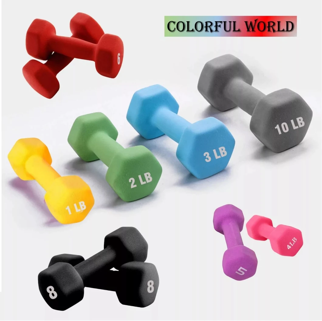 Adjustable Colorful Vinyl/Neoprene/Rubber Cross Fit Dumbbells as Home Exercise Gym Equipment 52lb 90lb 24kg 40kg Weights for Gym Fitness Lifting Training