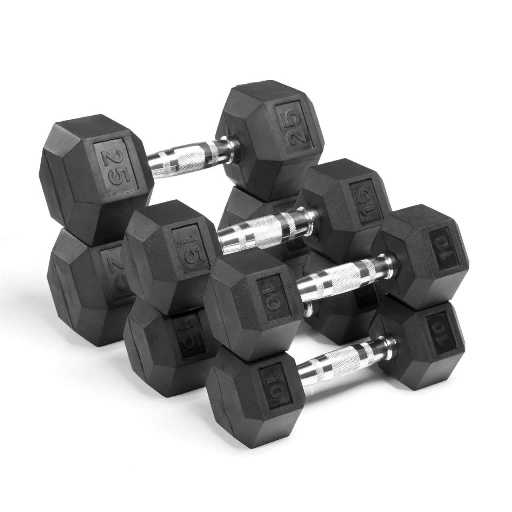 Ont-S01 Cast Iron Fitness Gym Training Rubber Coated Hex Weights Dumbbell
