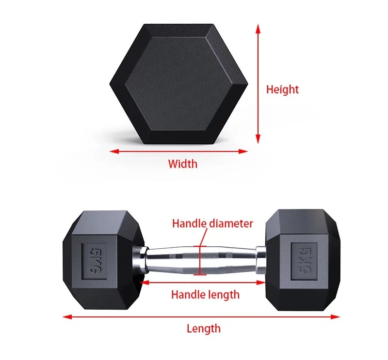 2020 Hot Sale Gym Exercise Hammer Strength Custom Hex Rubber Dumbbell