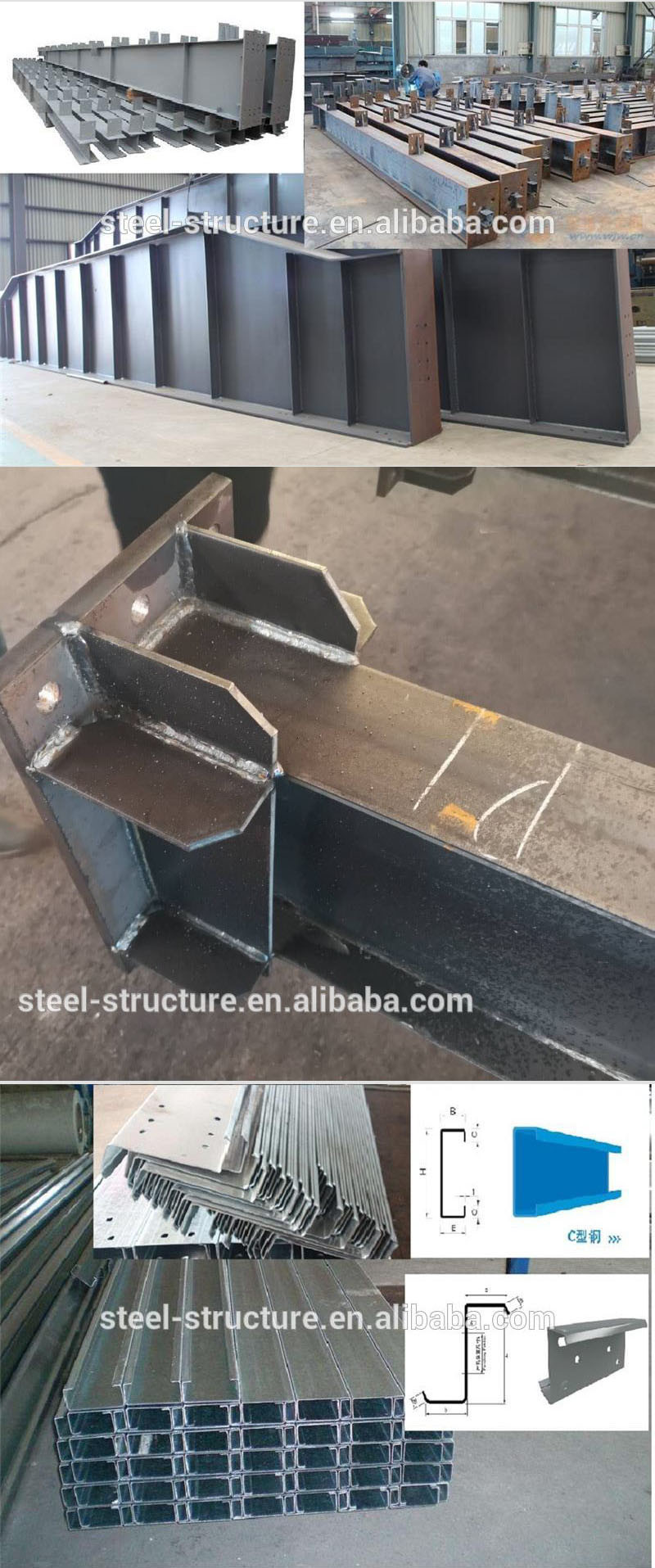Peb Standard Steel Structure Standard Size Girt C Purlins and Z Purlins