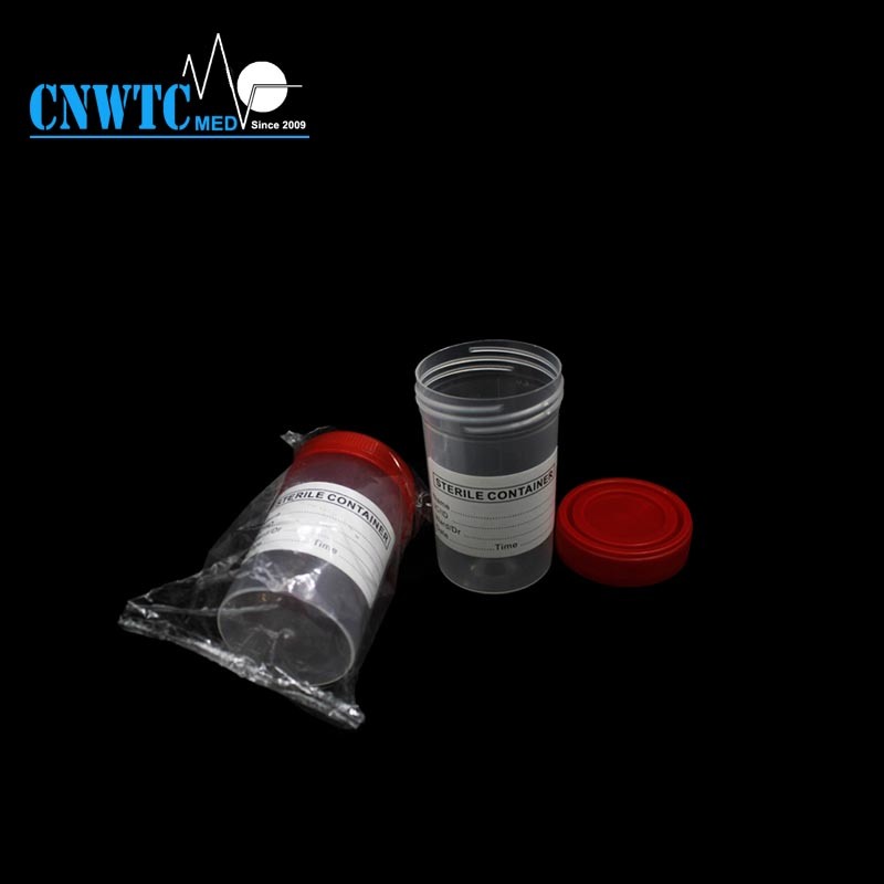 Sterile Urine Container 60ml Red Cap with Label Individual Packing