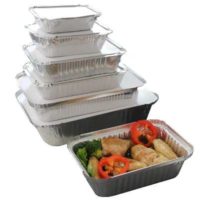 Food Grade Aluminium Foil Container/ Carryout Lunch Box/Tray with Cardboard Lid
