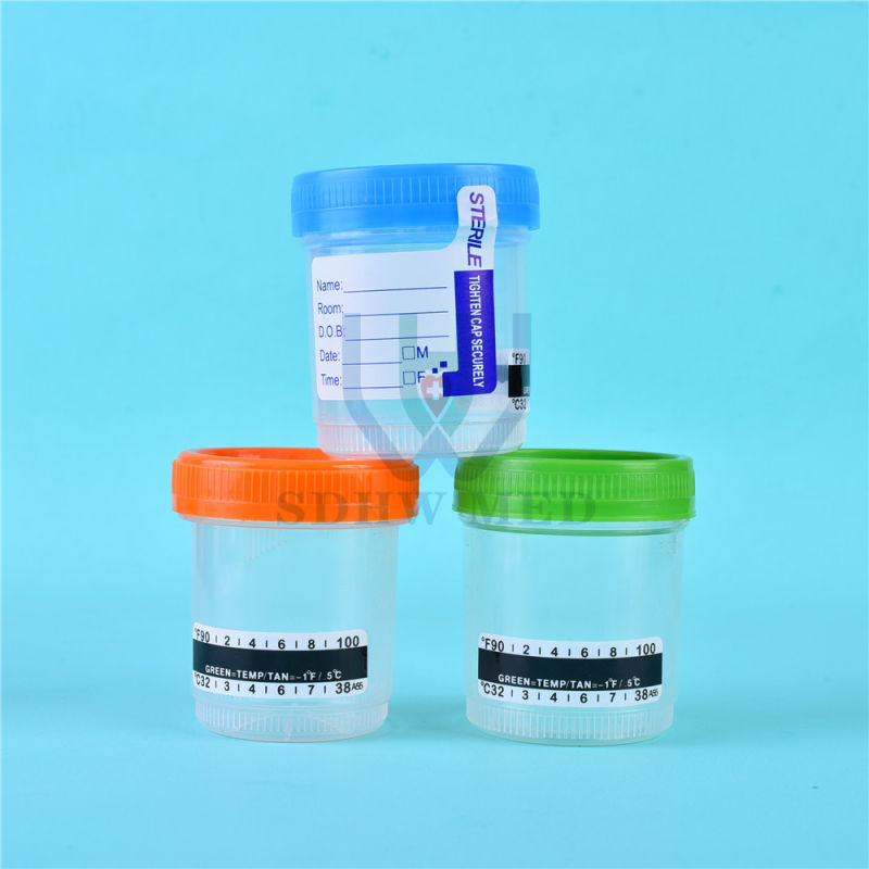 Disposable Medical 40ml 60ml Red Lid PP Urine Container/Hospital Stool Container