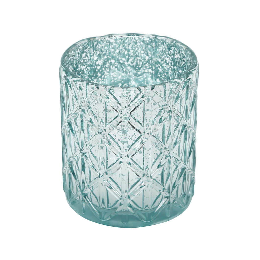 Home Decoration Glass Candle Holder Electroplated Glass Candle Holder Candle Jar