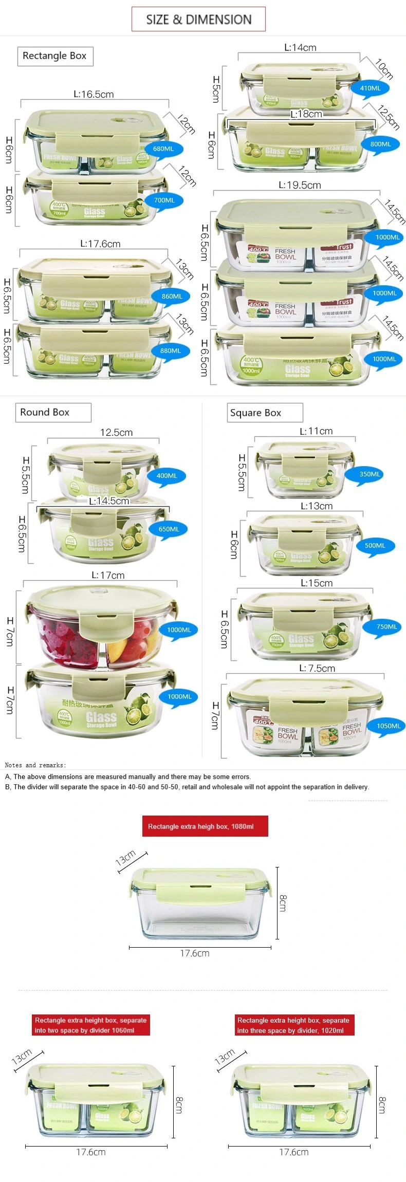 Wholesale Glass Food Storage Container Lunch Boxes Set/Storage Bowl/Preservation Box/A