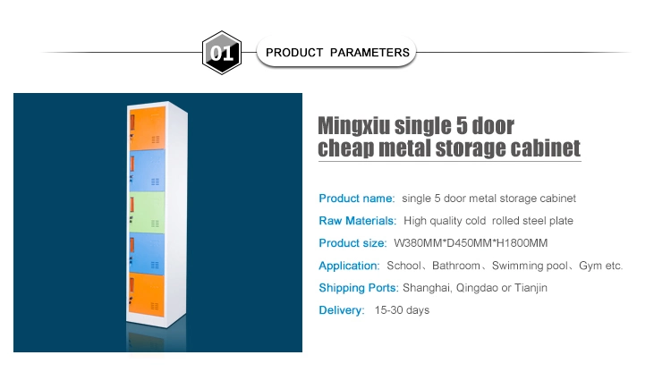 Mingxiu Single 5 Door Cheap Metal Storage Cabinet / Vertical Storage Cabinet Locker
