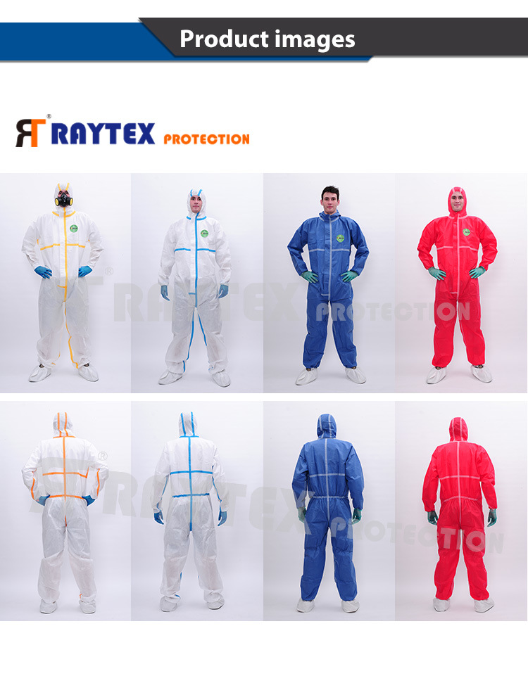 Disposable Sterile Emergency Disposable Protective Type 5/6 Coverall with Heat Sealed Tapes