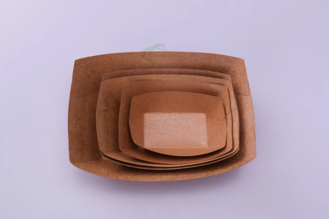 Disposable Kraft Cardboard Food Paper Tray Chips Box Food Take Way Box Boat Tray